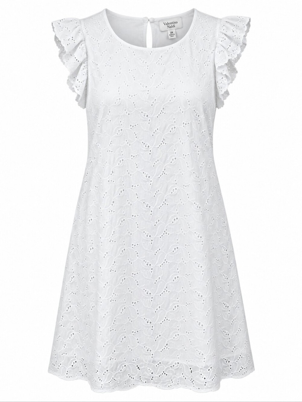 VALENTINA NALDI | White Cotton Eyelet Flutter Sleeve Bridal Summer Dress NWT | 2